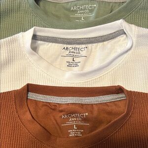 Architect Waffle Knit Shirts in Brown, White, and Green